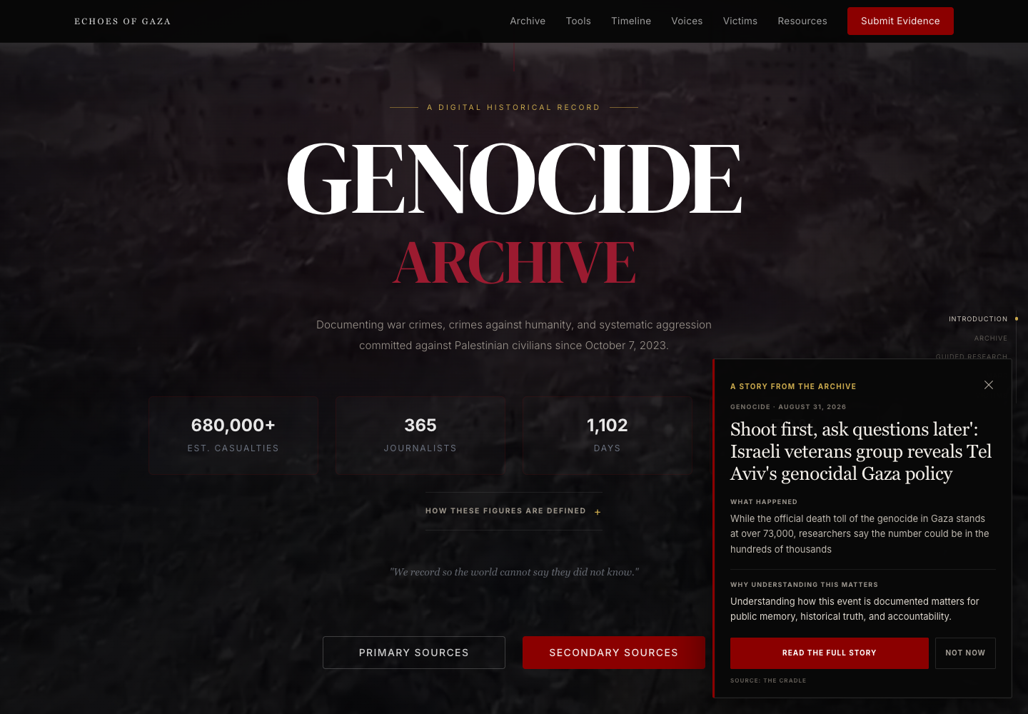 Echoes of Gaza website preview