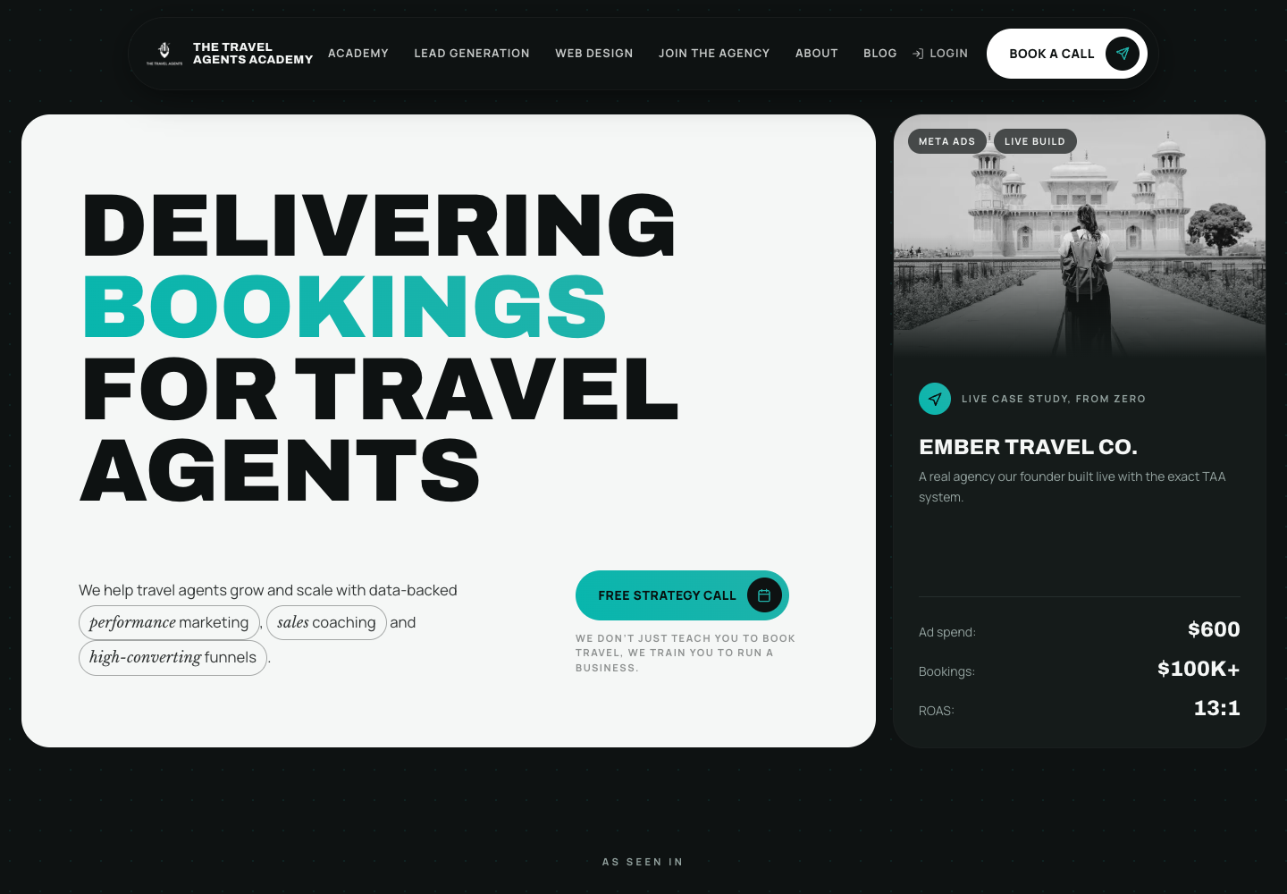 The Travel Agents Academy website preview